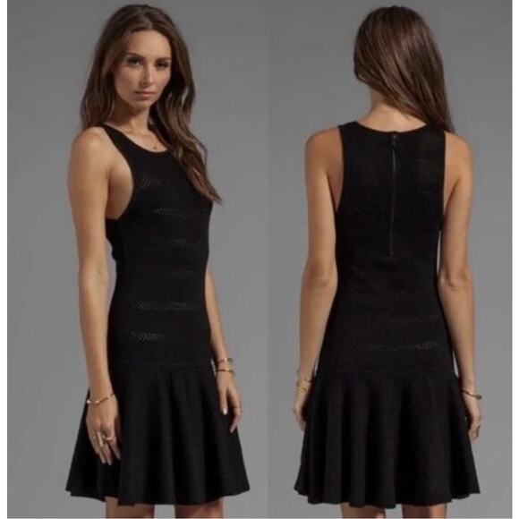 Alice + Olivia Cecile Drop Waist Wool Blend Sleeveless Knit Mini Dress Black XS - Picture 1 of 11